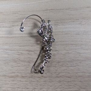 1 Silver Tone Fairy Ear Cuff Rhinestone Wing Ear Wrap Fantasy Jewelry
